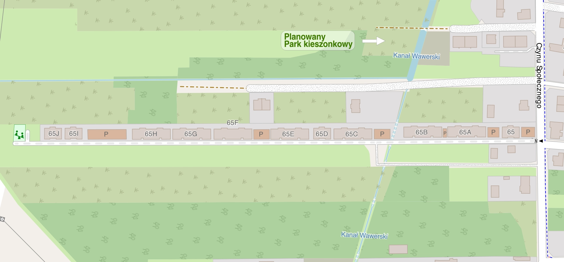 Mapa lokalizacji Zielone Osiedla przy ul. Czynu Społecznego 65 w Sulejówku