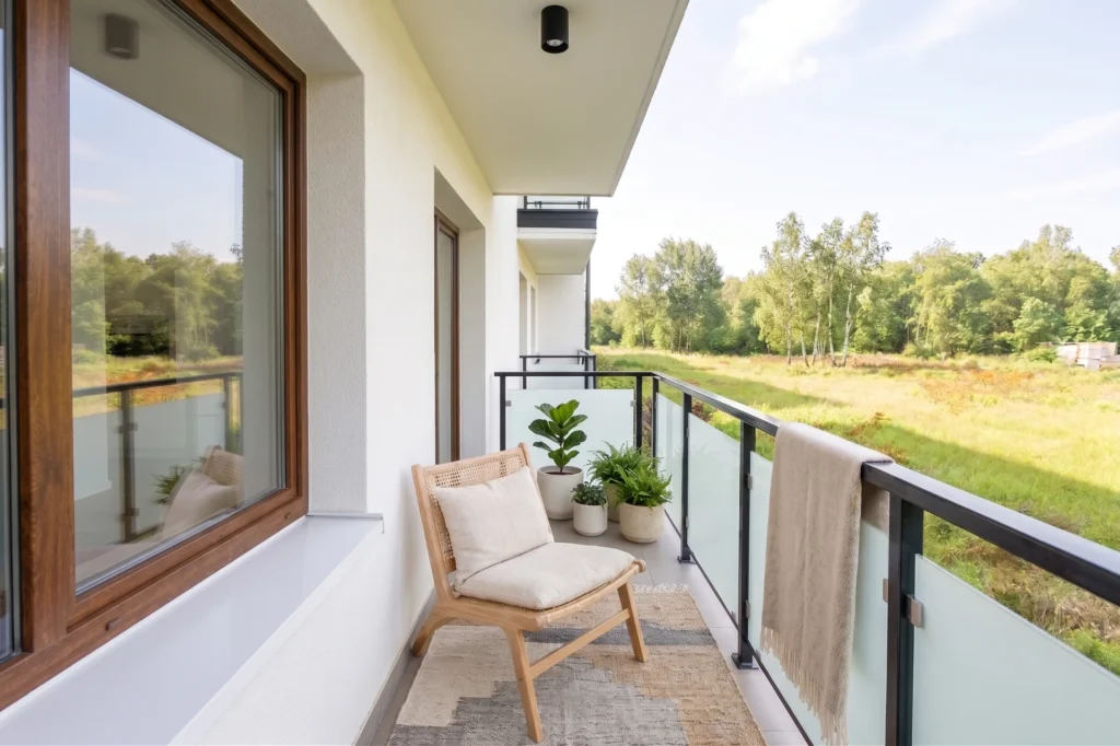 Zielone Osiedla balkon widok na zielen fotel — Sulejówek