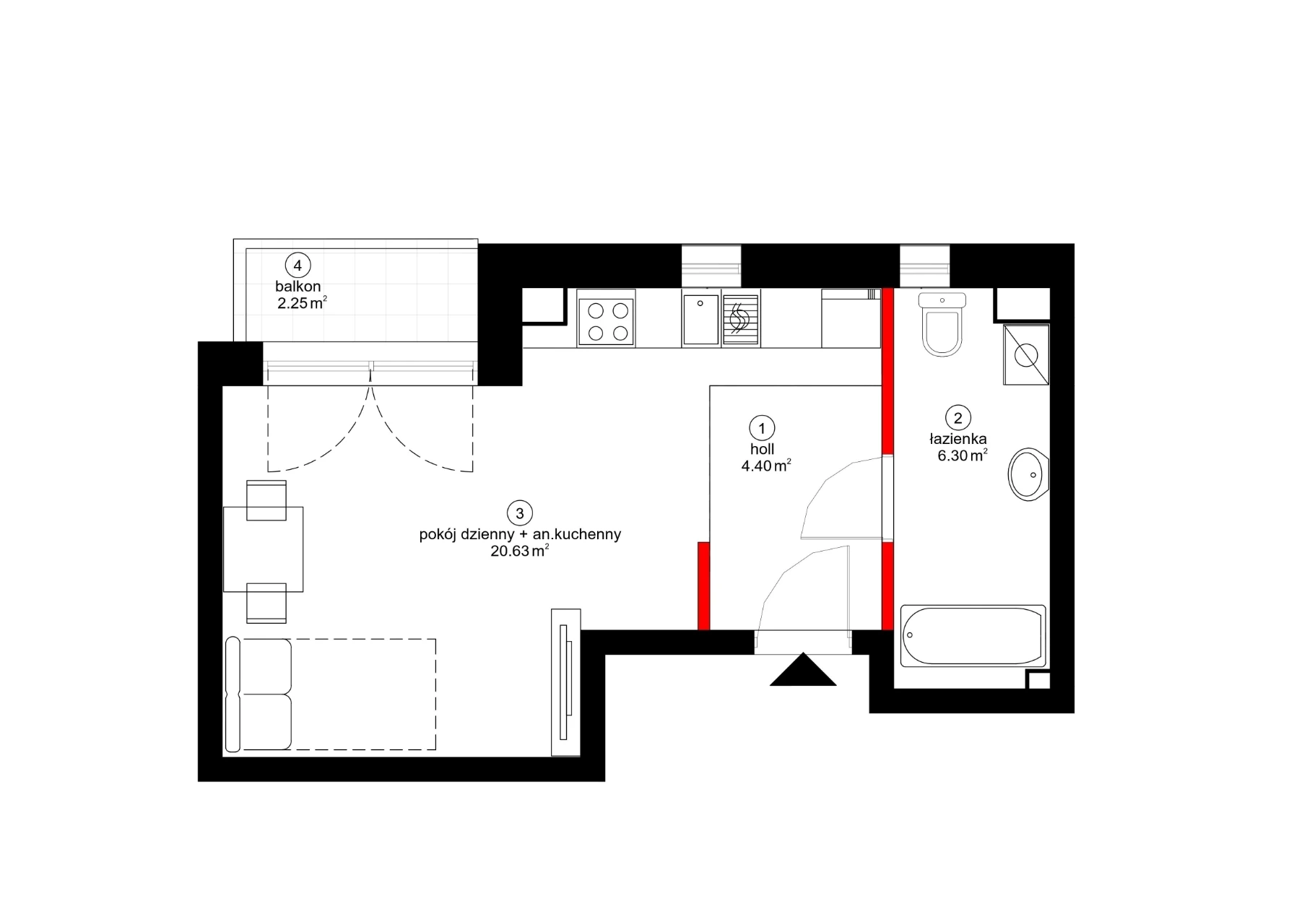 Rzut studio 31 m² w Sulejówku - lokal 4, Zielone Osiedla