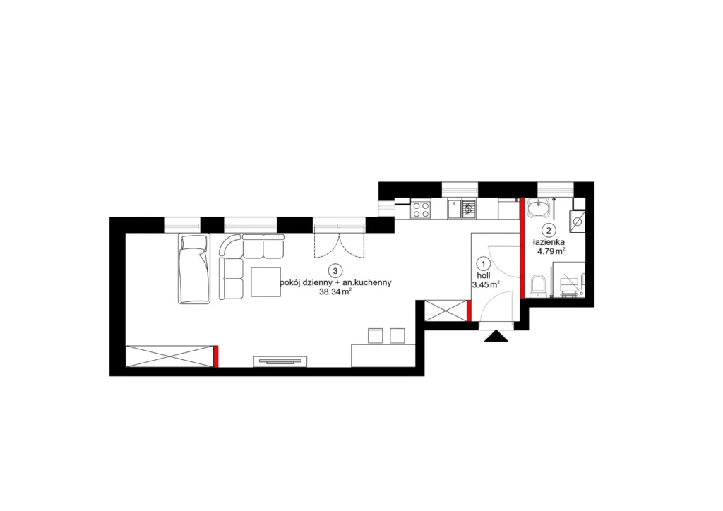 Mieszkanie 2-pokojowe 46 m² z ogródkiem — parter, klatka I